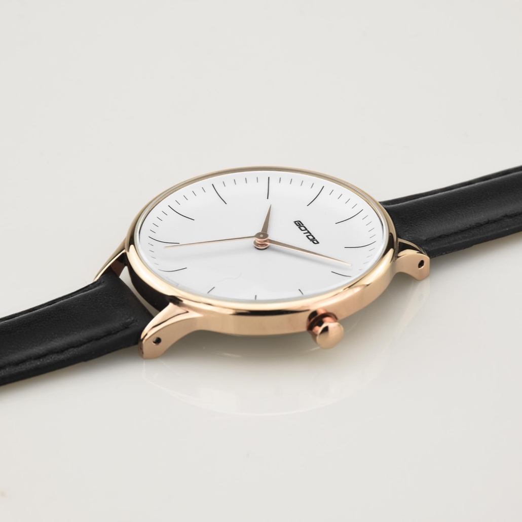 SS553 Women'S Watches Black Leather Strap