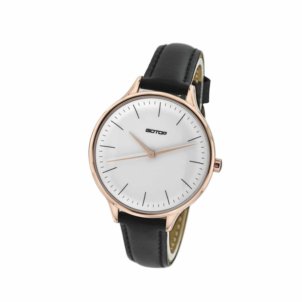 SS553 Women'S Watch With Black Leather Band