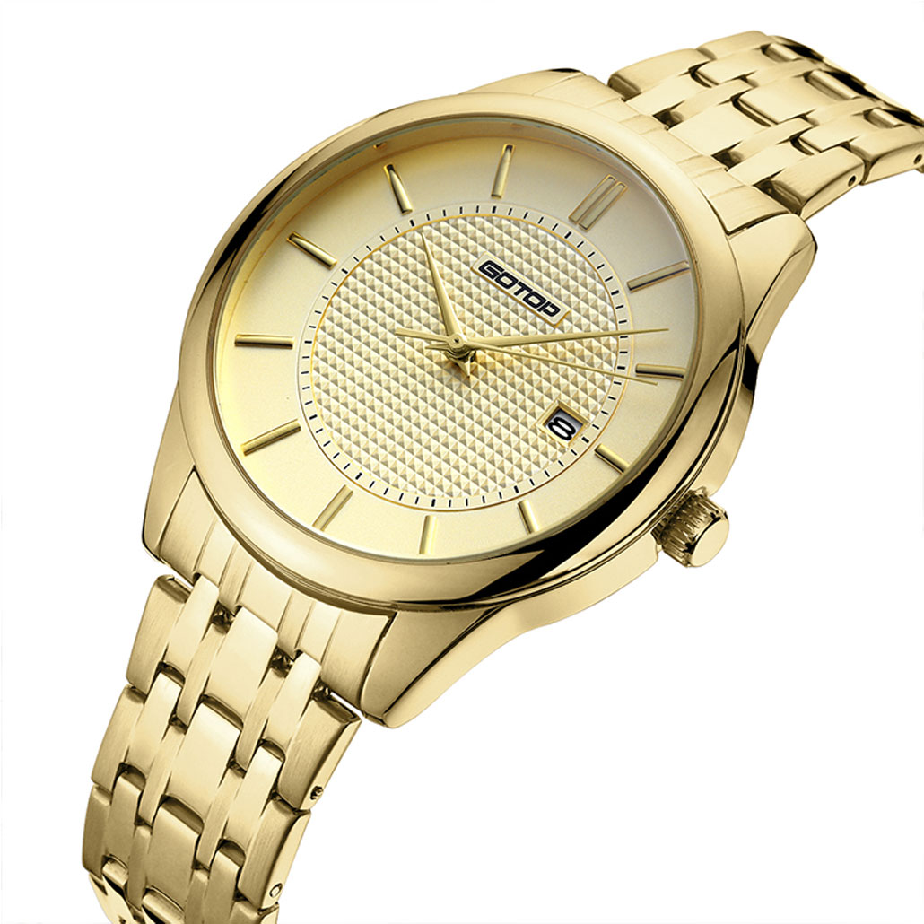 AW284 Gold Stainless-Steel Men's Watch With Metal Bracelet