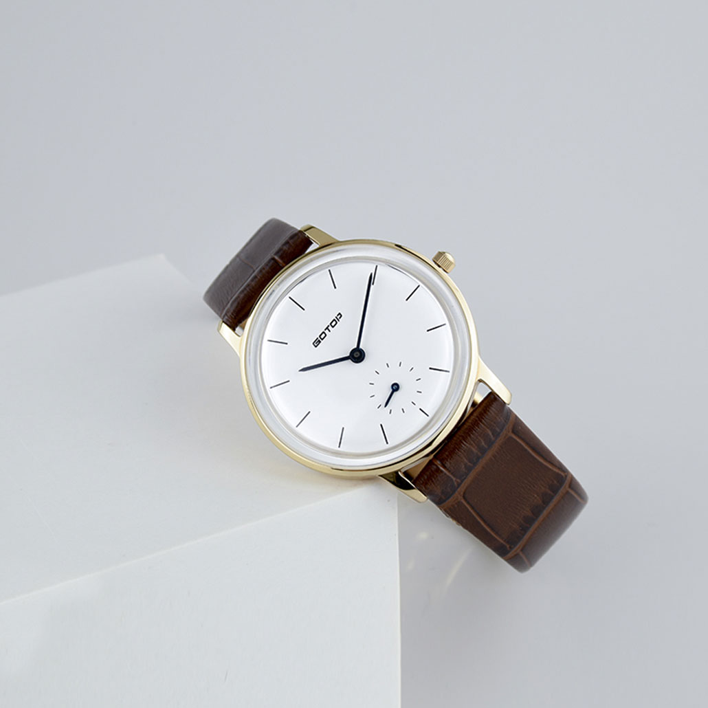 SS298-01 Men's Watch In Rose Gold With Brown Leather Strap