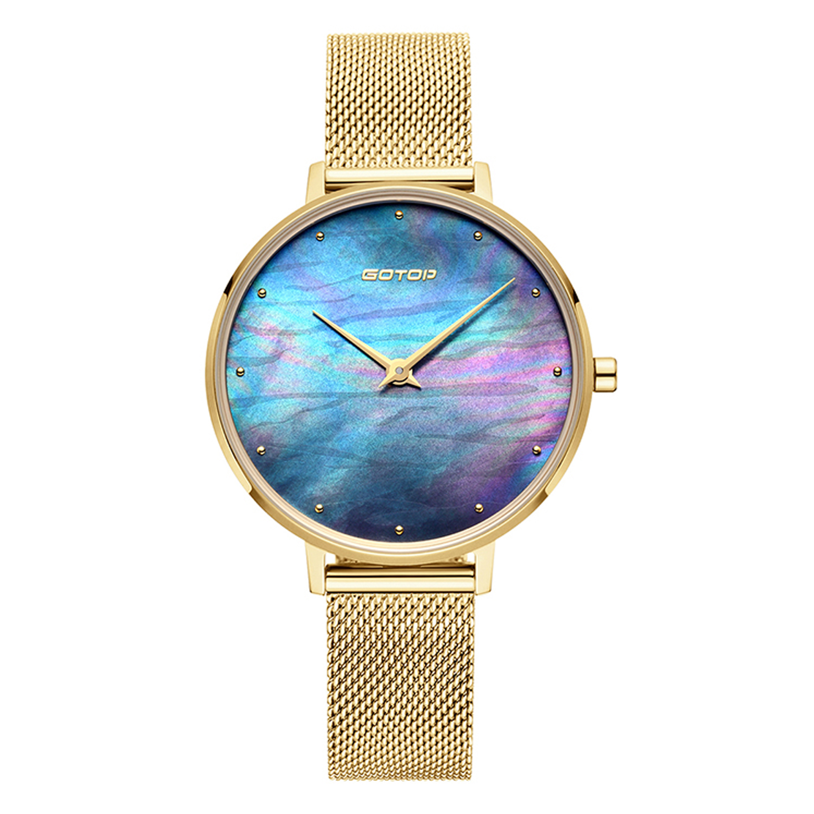 Gold Women's Watch With Mother Of Pearl Dial