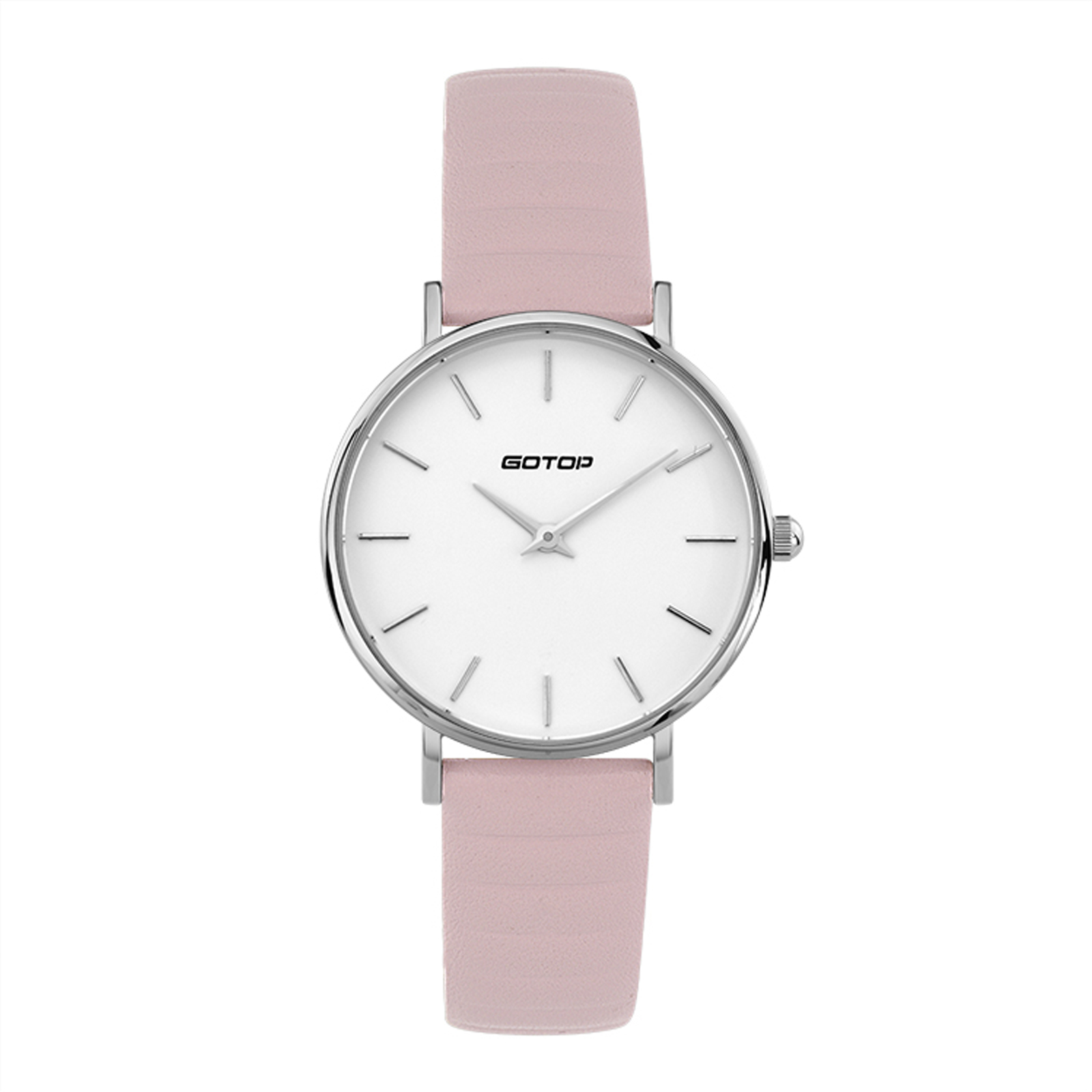 DW Style Silver And White Women's Watch With Pink Leather Strap