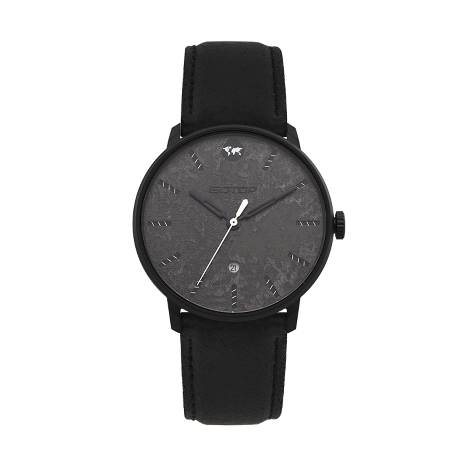 Men's Black Watch With Leather Strap
