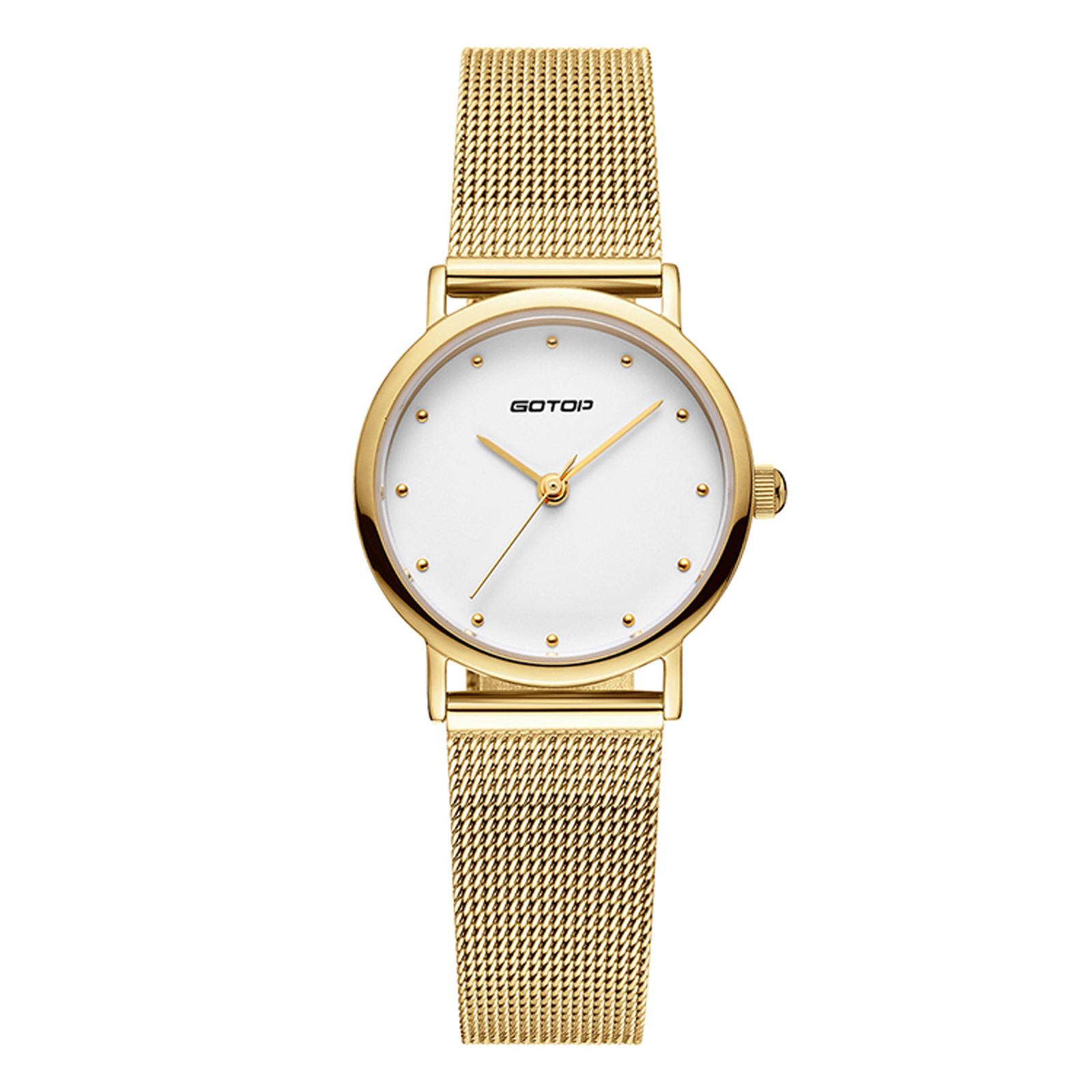 Pure White Face Women's Watch With Mesh Band