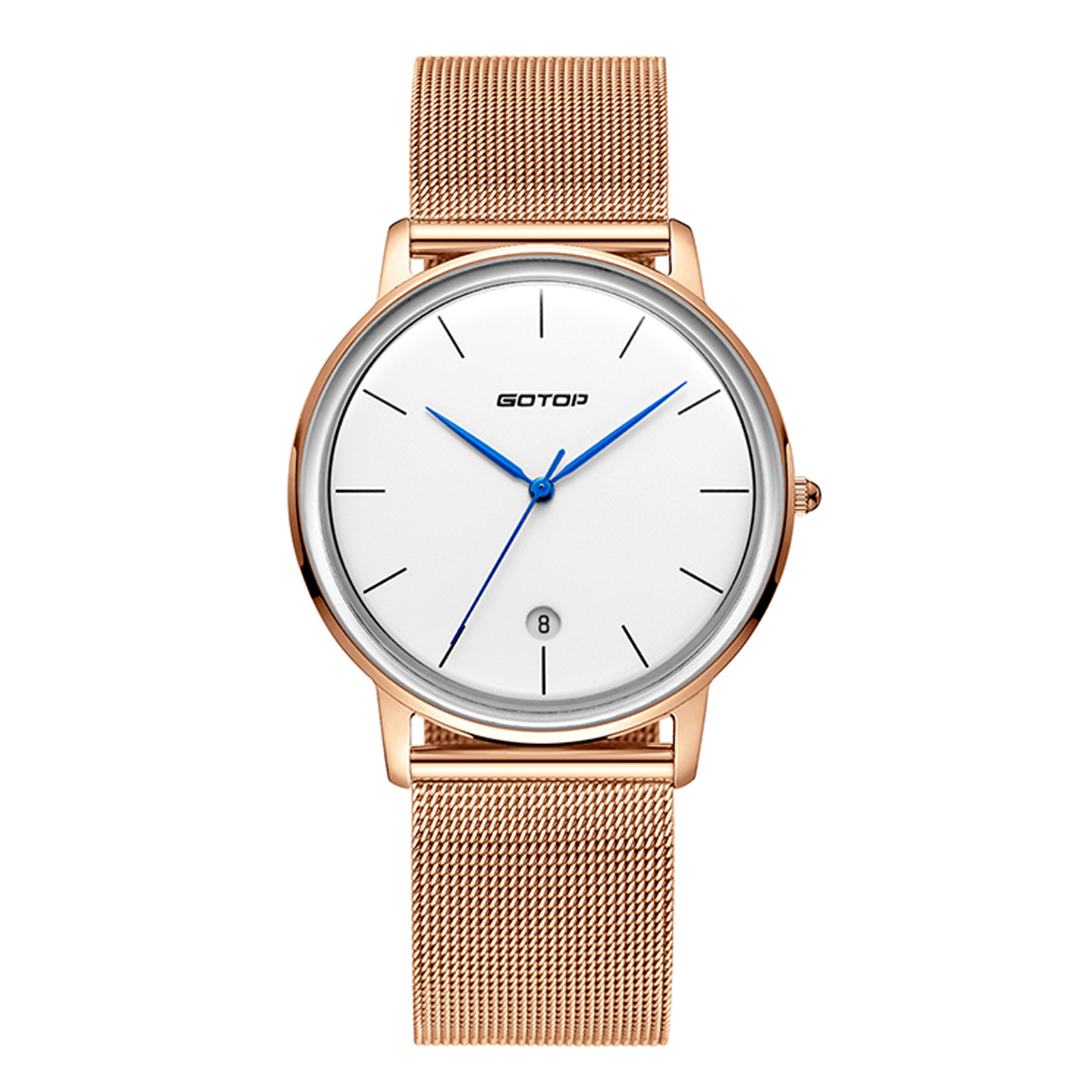 Gold Men's Watch With Metal Mesh Band