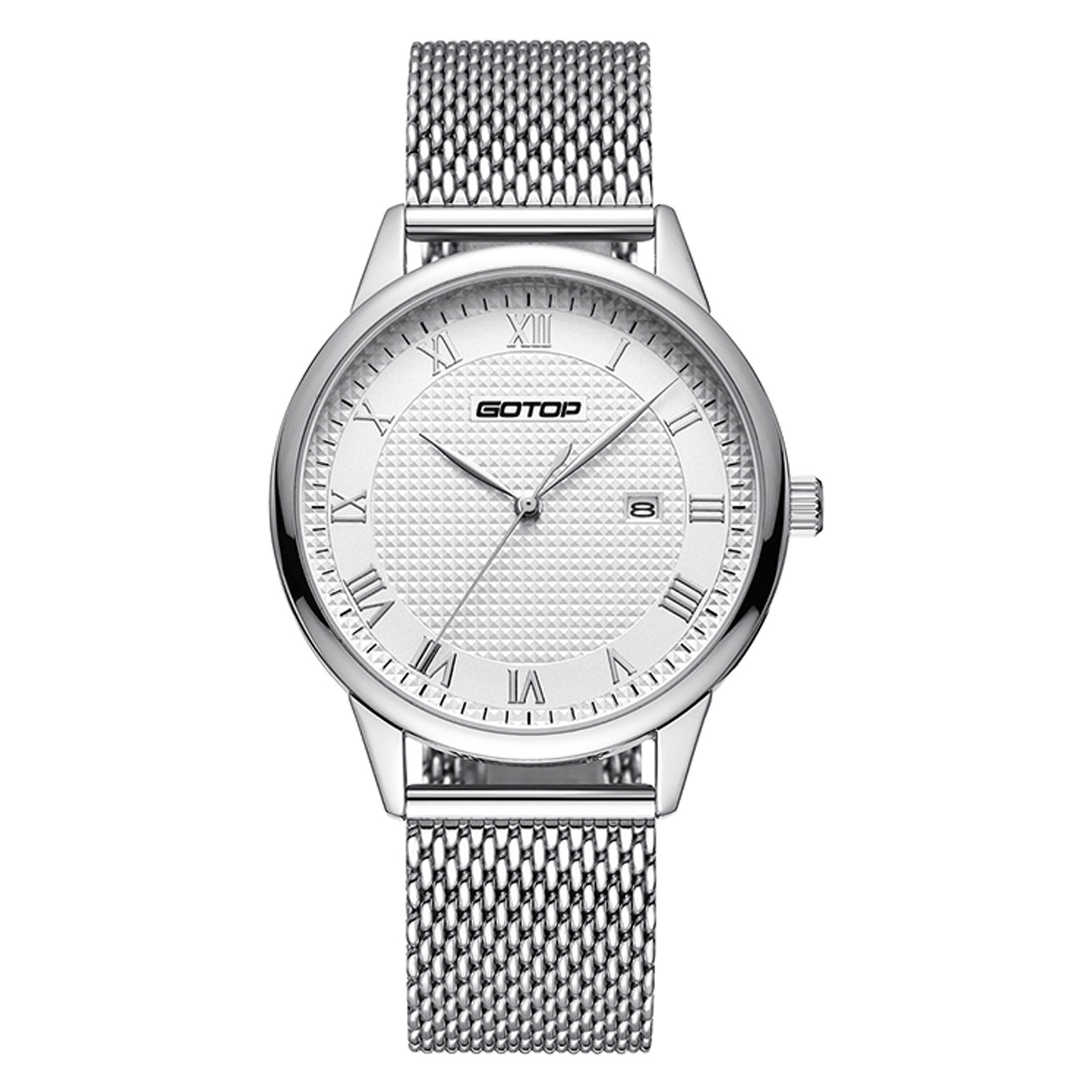 Silver And White Men's Watch With Roman Numera