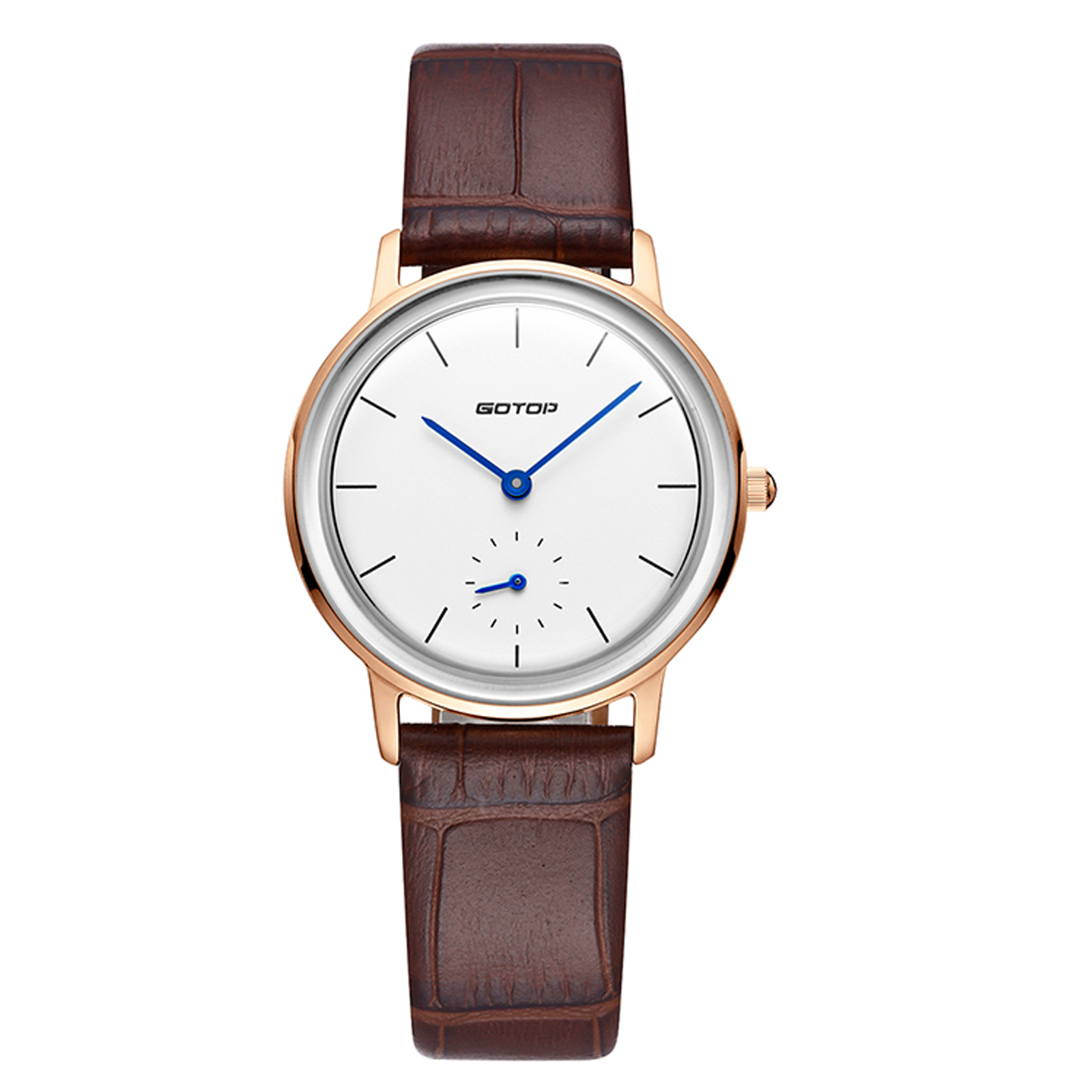 Men's Watch In Rose Gold With Brown Leather Strap