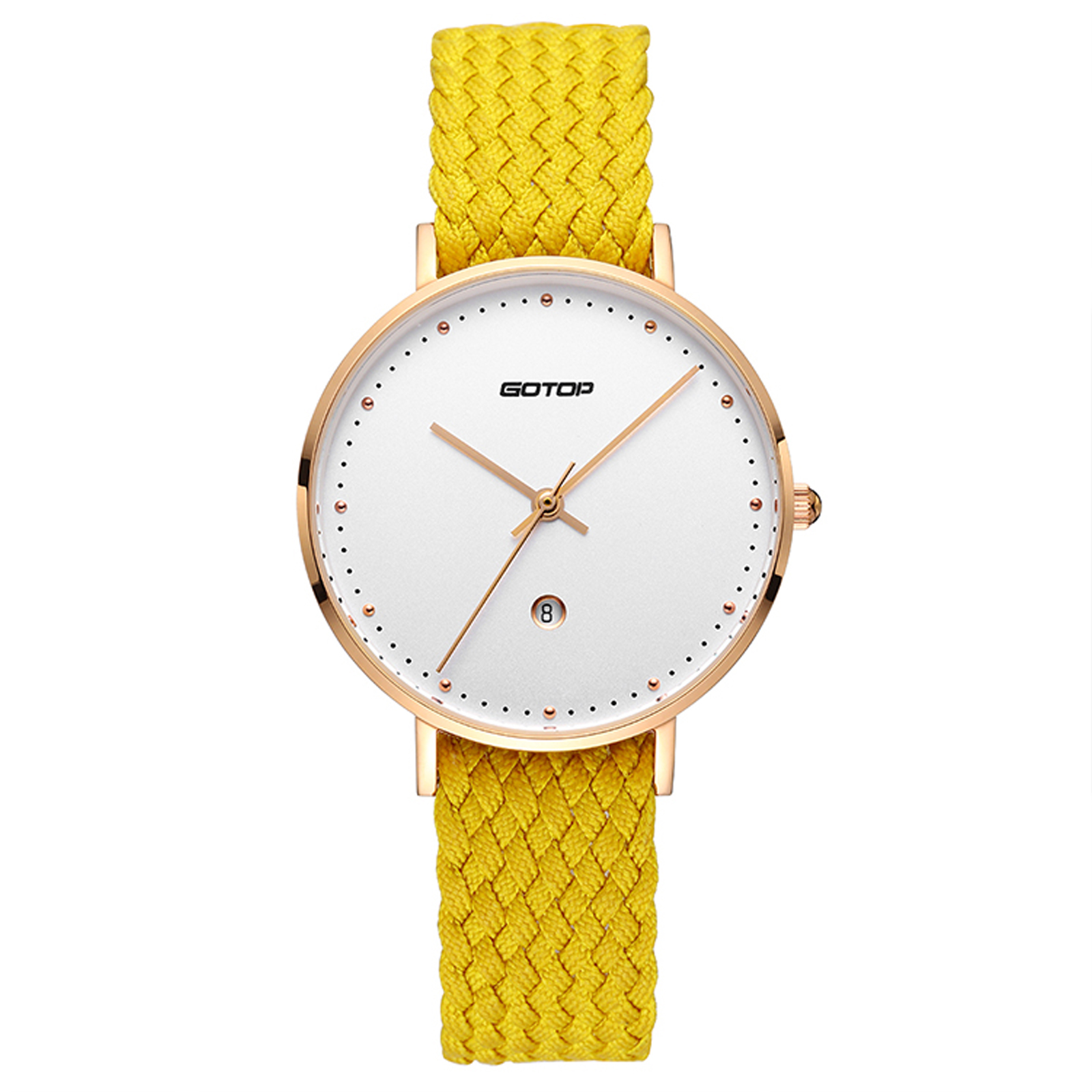 Rose Gold Women's Watch With Yellow Strap