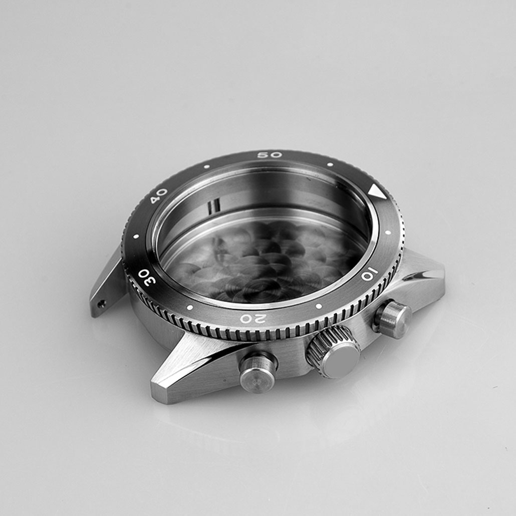 Stainless Steel Watch Case With Black Bezel