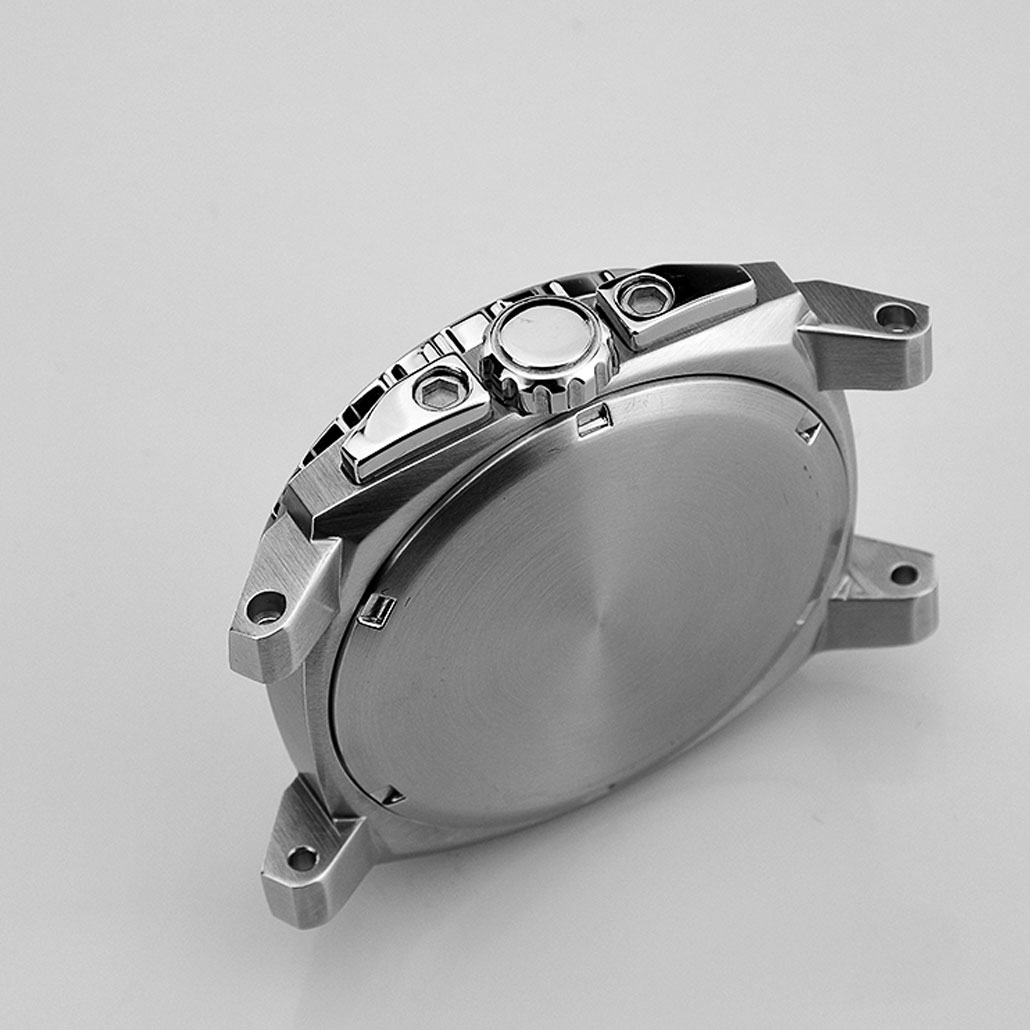 WC024 Polished Stainless-Steel watch Case with Knurled Details