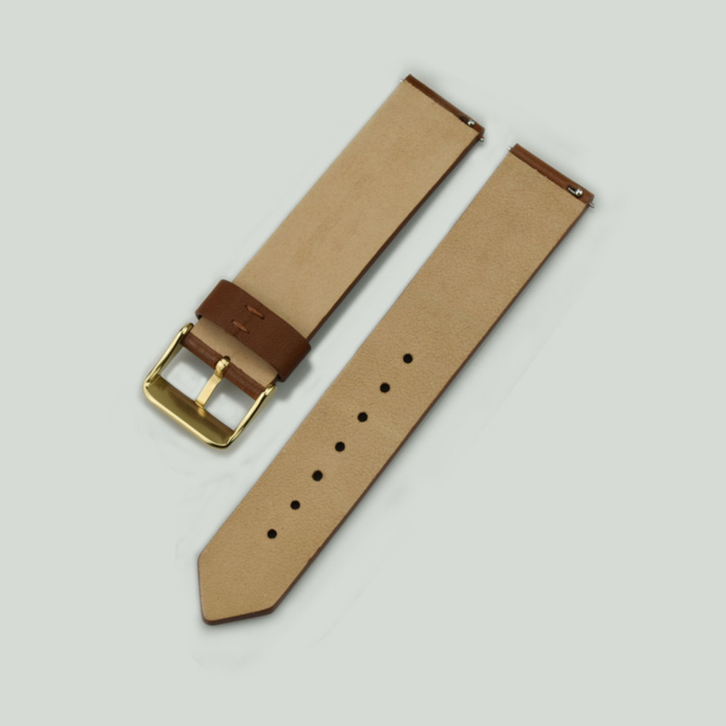 WL013 Coffee And Gold Leather Watch Strap