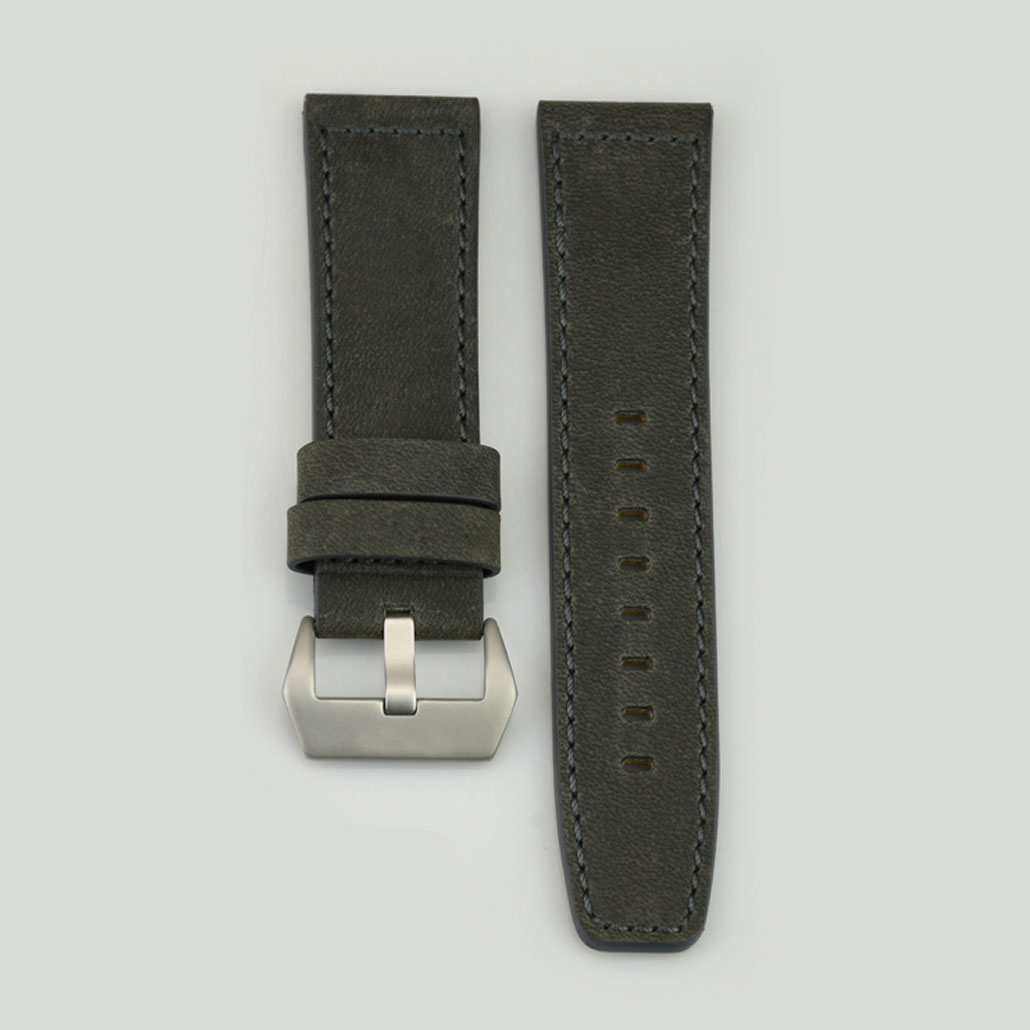 WL014 Grey Leather Men's Watch Strap