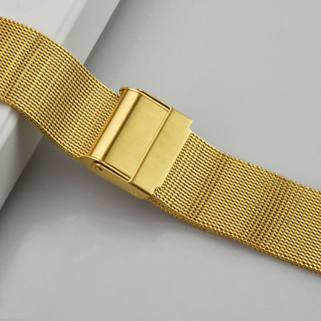 WS012 Gold Colored Stainless-steel Watch Bracelet With Safety Buckle
