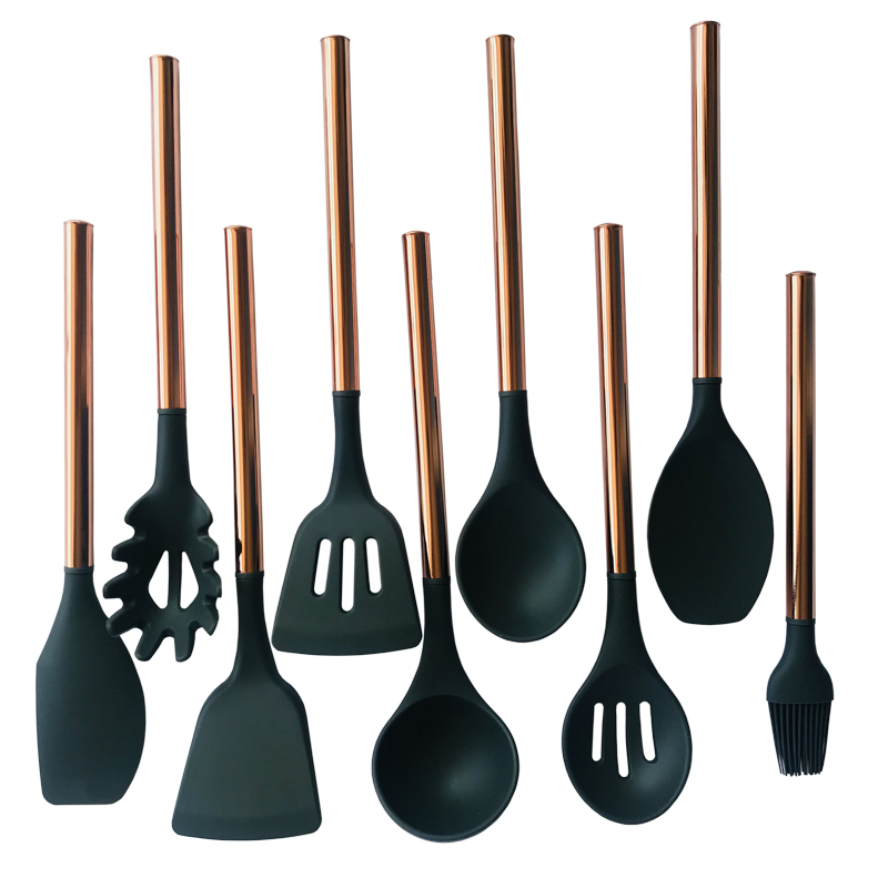9 pcs of Stainless Steel Silicone Utensils-BH-SKU0010