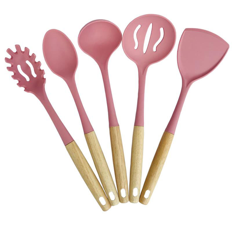 5 pcs of Silicone and Wood Utensil Set-BH-SKU007